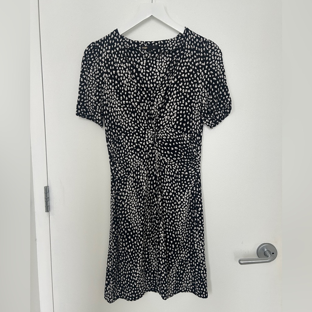 Maje Black & White Spotted Mini Dress S – Chic, Short Sleeve, Flattering Fit